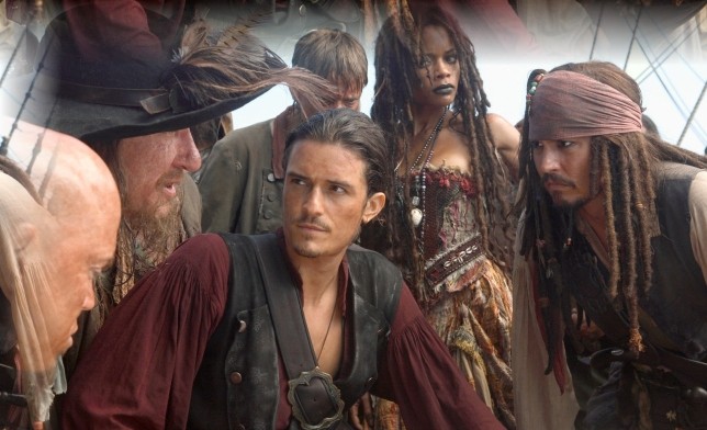 Capt. Barbossa, Will Turner, Ragetti, Tia Dalma, Jack Sparrow & Marty 8c