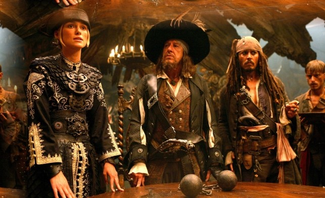 Elizabeth Swann, Capt. Barbossa, Jack Sparrow, & Ragetti 9c
